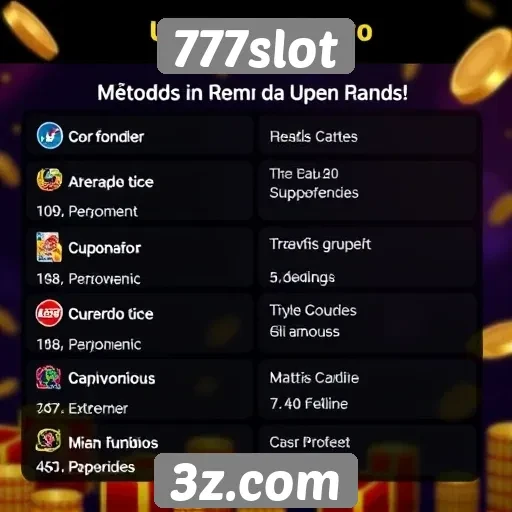 Métodos de pagamento disponíveis no 777slot